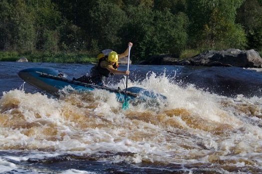 sportsman in the rapid