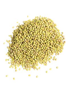 Pile of raw chickpeas isolated on a white background for use as an ingredient in vegetarian cooking as they are high in protein