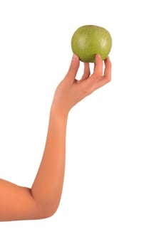 Woman's hands with apple isolated over white background