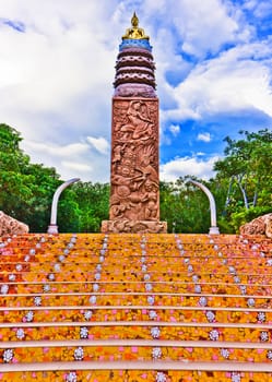 Literature of pole carved by Thailand and on the high