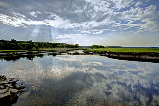 Marsh land in Scarborough Maine at high tide