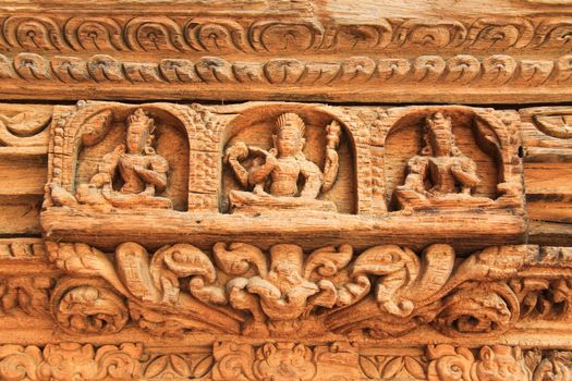 Decorative arts from wood in temple, Nepal