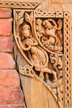 Decorative arts from wood in temple, Nepal