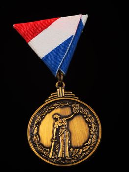 bronze medal for war heroes,isolated on black background        