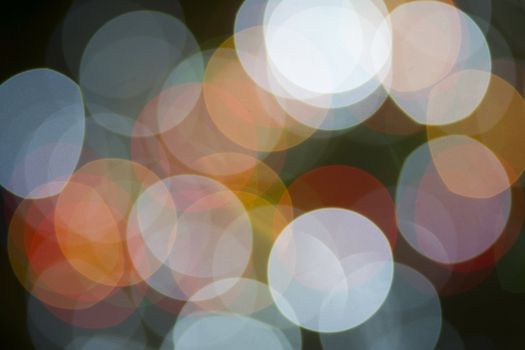 Multicolor Light Orb Background Horizontal Christmas Lights through a long lens