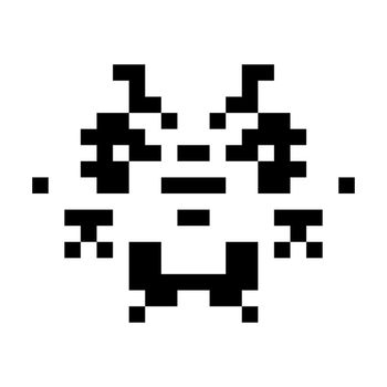 A simple monster pixel face black and white