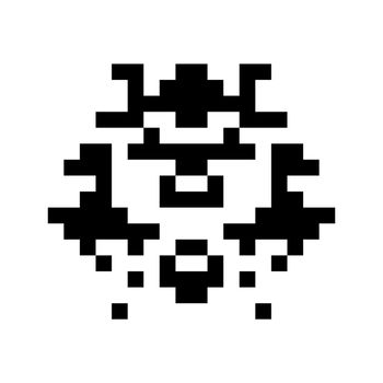 A simple monster pixel face black and white