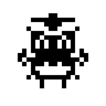 A simple monster pixel face black and white