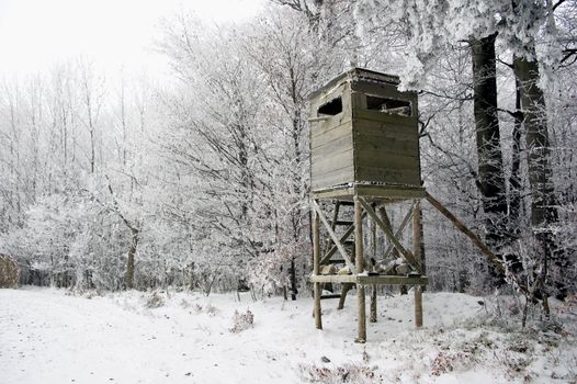 Hunting Tower in Winter Landscape