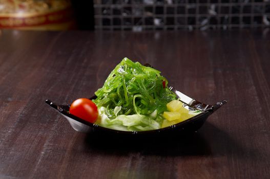 mix salad seaweed with vegetable.closeup