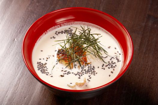 soup cream eel.chinese traditional seafood  soup