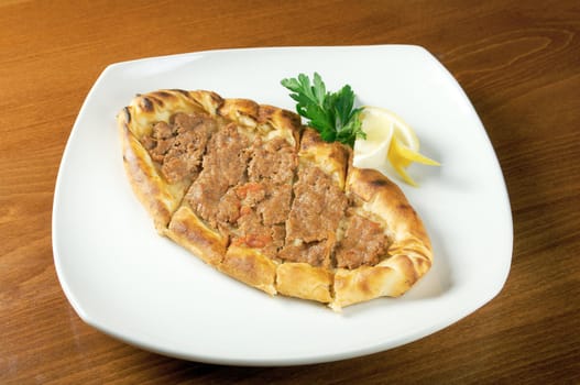 pita bread with meat.closeup