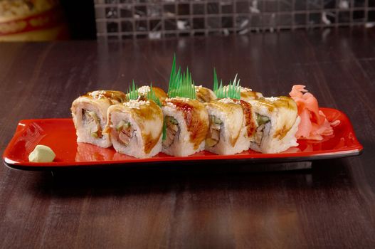 sushi with eel. traditional japanese food.