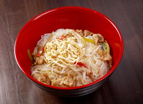 pork slice  and noodle.Japanese cuisine