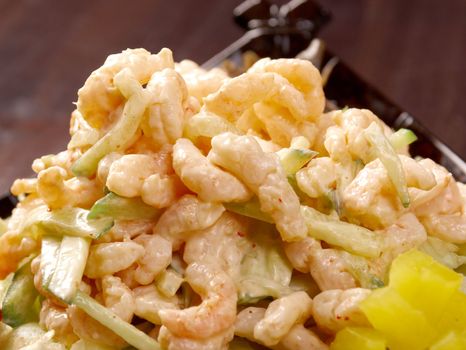 japanese salad with prawn and mushroom