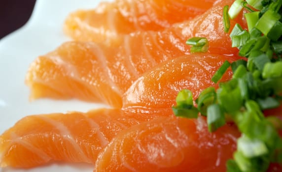Salmon seshimi . traditional japanese food