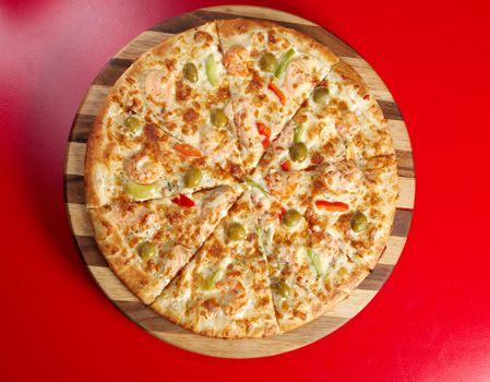 Pizzawith salmon. italian kitchen. Studio