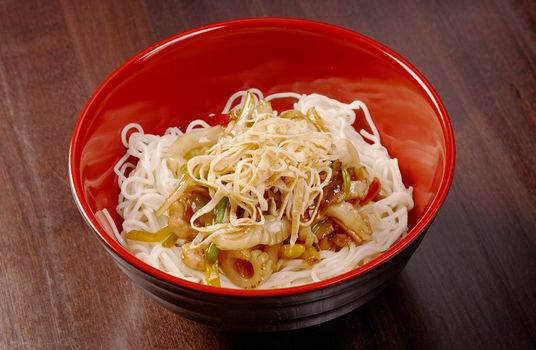 Noodles with seafood.traditional japanese food.