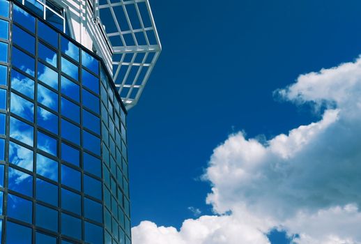 business building much offices bright blue sky