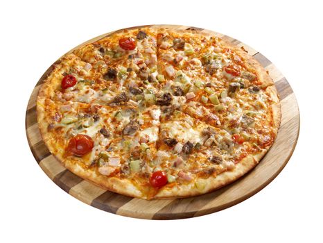 Pizza east with tomato. italian kitchen. Studio