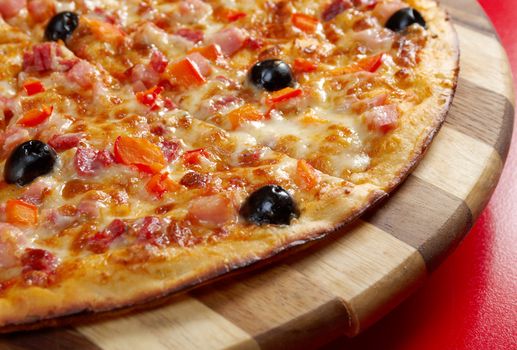 Pizza ham . italian kitchen. Studio