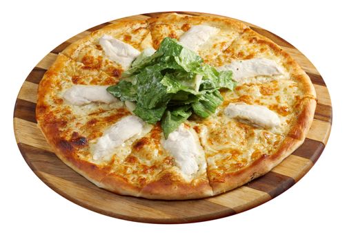Pizwith meat chicken. italian kitchen. Studio