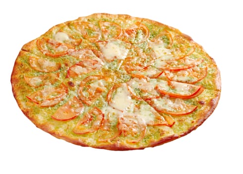 Pizza with tomato and cheese . italian kitchen. Studio