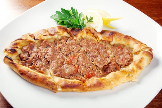 pita bread with meat.closeup