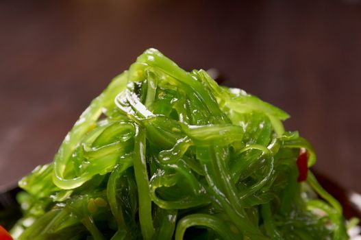 mix salad seaweed with vegetable.closeup