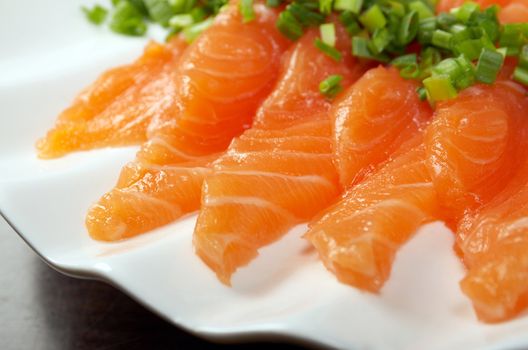 Salmon seshimi . traditional japanese food