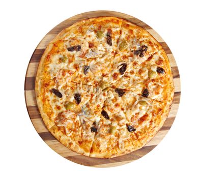 Pizzawith seafood. italian kitchen. Studio
