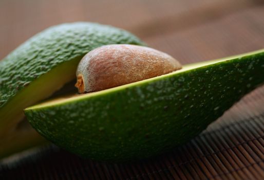 Close-up avocado sliced in half