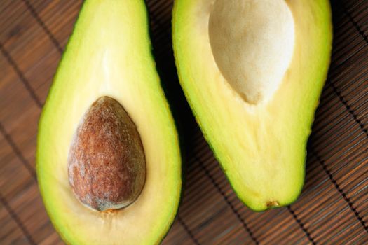 Close-up avocado sliced in half