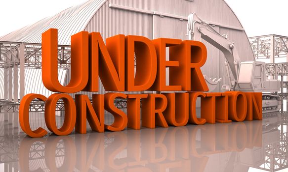 Under reconstruction, large letters on the building site