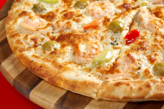 Pizzawith salmon. italian kitchen. Studio
