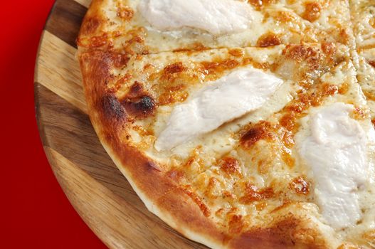 Pizwith meat chicken. italian kitchen. Studio