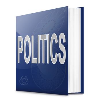 Illustration depicting a text book with a politics concept title. White background.