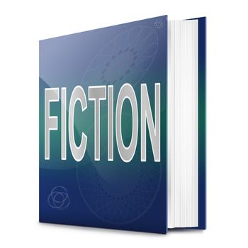 Illustration depicting a book with a fiction concept title. White background.