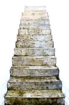 stone stair and white wall between