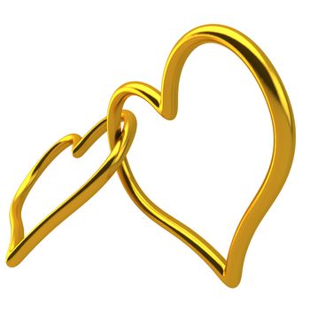 Love Heart Shaped Wedding Ring Linked Together