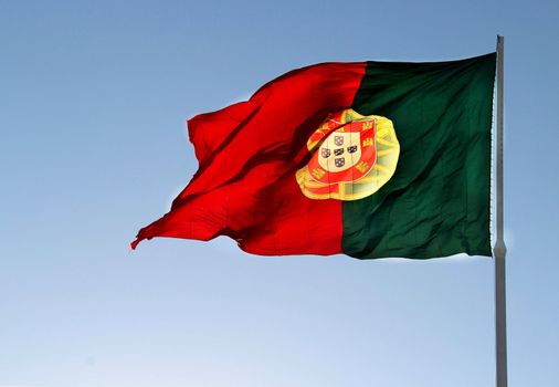 Beautiful Portugal flag and blue sky