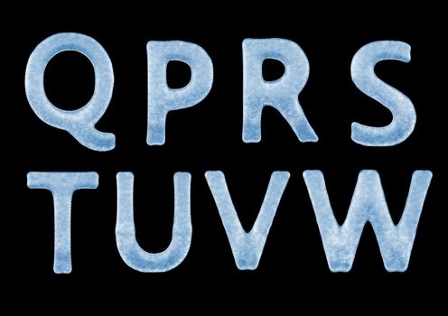 3D Ice Letters Typography Alphabets From Q to W isolated on black