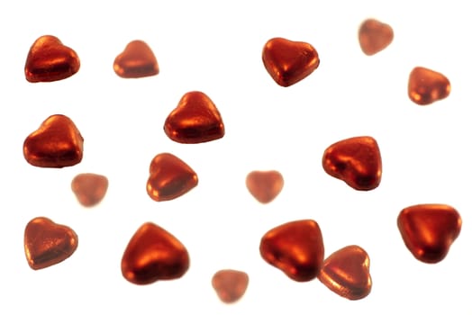 red hearts isolated on white