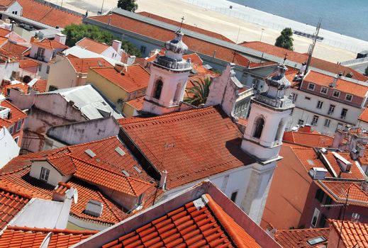 Beautiful view of Lisbon tiled roofs