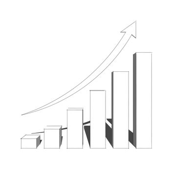sketch of a bars graph, with an arrow going up