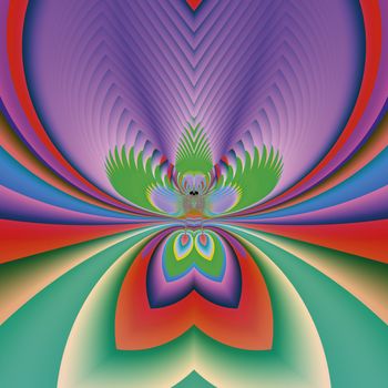Bright and funky original fractal design, abstract art, purple flower