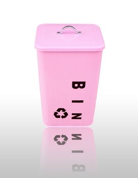 pink recycle bin with shadow