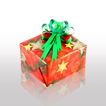 christmas gift box with green bow