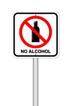 no alcohol sign on white background