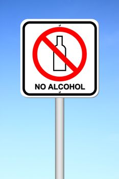 no alcohol sign with blue sky